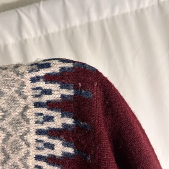 Telluride lambs Wool Cardigan Women's Medium Red White Knit Button Front - Picture 5 of 9